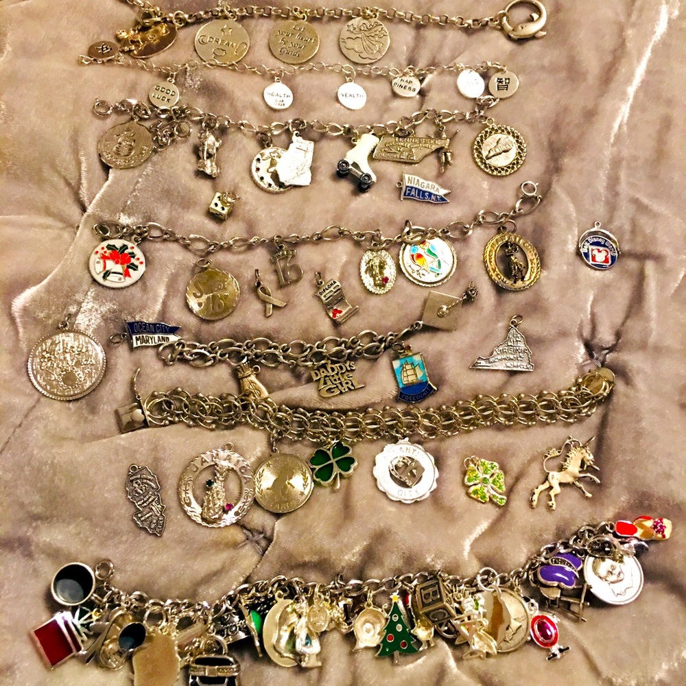 Sterling Silver 925 Charm Bracelet Lot with additional Charms. “NOT SCRAP”!